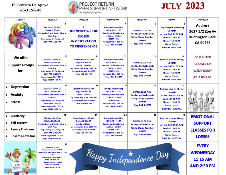 PRPSN july calendar